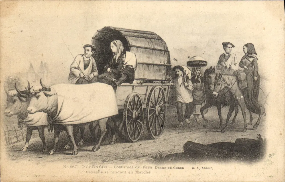 PIRINEI — Costumi del Paese — Disegno di Gorse — N° 667 — D. T., Editore - Recto