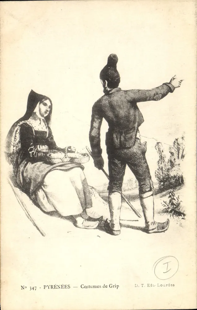 PYRÉNÉES — Trajes de Grip — D.T. Edt-Lourdes n°347 - Frente