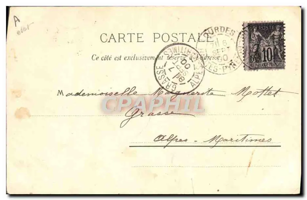 Marchande de lait à Cauterets — vue de montagne — Imprimeur : Hôtel Grennelle, Cauterets, n° 6010 - Verso