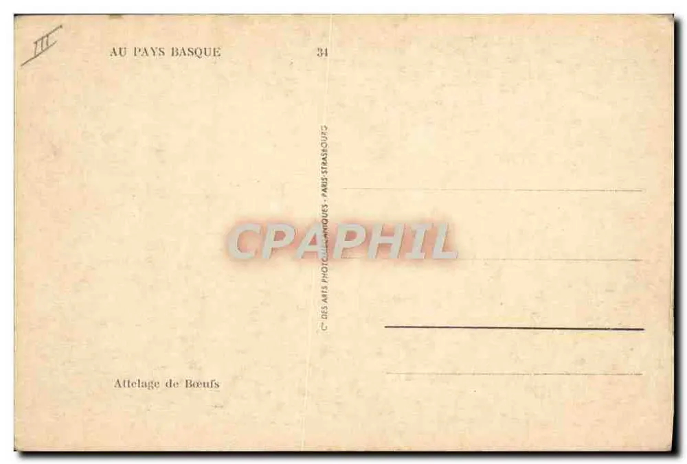 Attelage de Bœufs — País Basco — Des Arts Photographiques, Paris - Verso