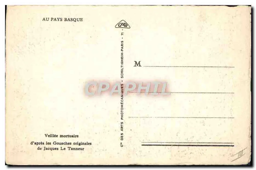 Trauerfeier — Pays Basque — Verlag: Cie des Arts Photomécaniques, Paris, Nr. 71 - Rückseite
