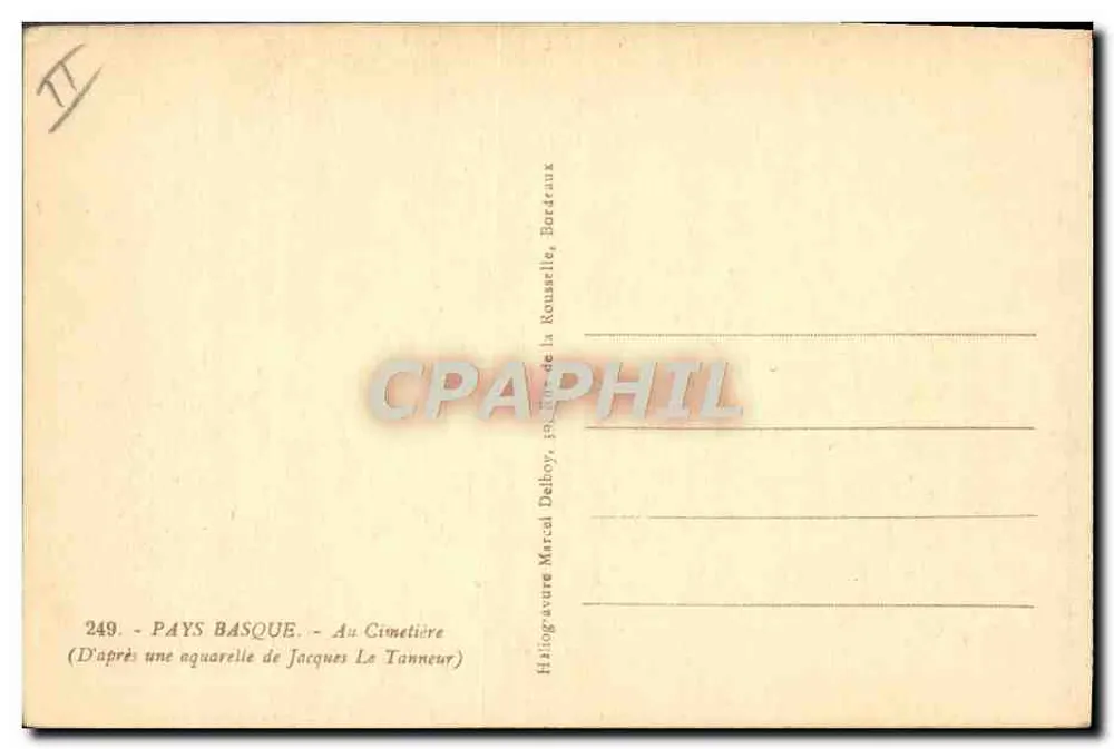 Pays Basque — No Cemitério — Héliogravure Marcel Delboy, Bordeaux - Verso
