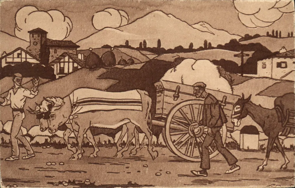 Pays Basque — Na Estrada — Heliógrava de Marcel Delbouge, Bordeaux - Frente