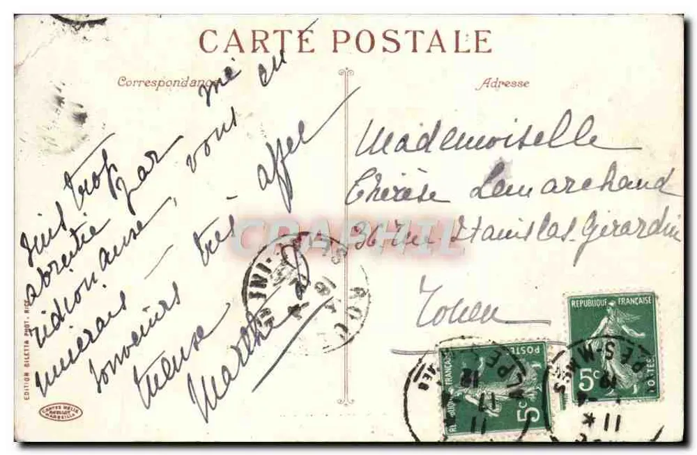Villefranche. Der Hafen und die Flotte — Verlag Bilette, Nr. 307 - Rückseite