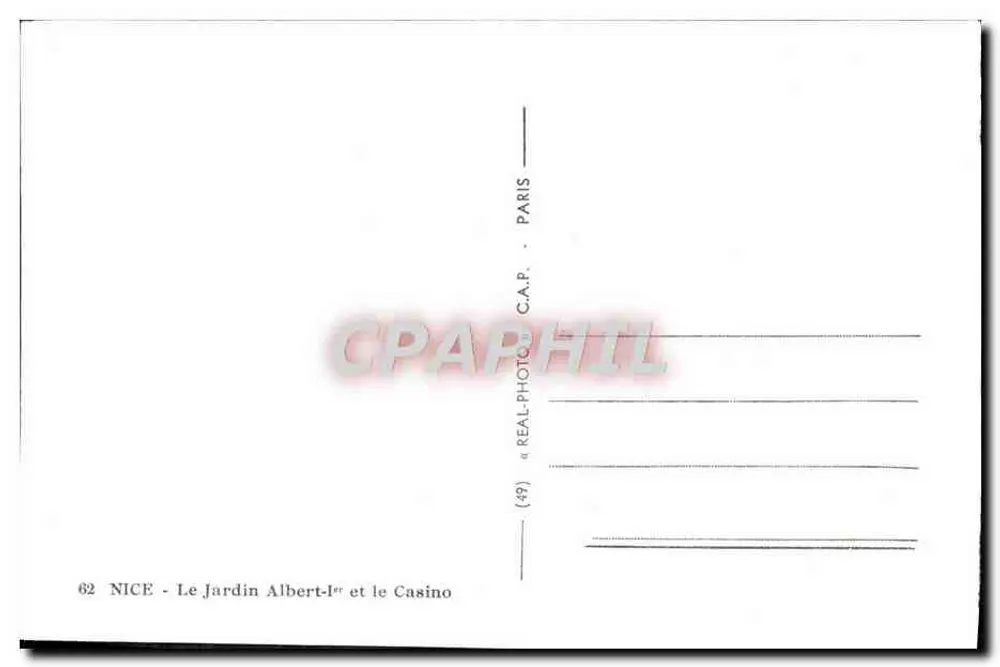 Nizza - Il Giardino di Alberto I e il Casinò — C.A.P. — (49) - Verso