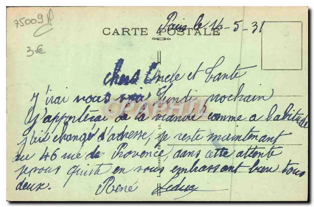 O Ópera - Paris (9e) - Editor J.H. n°242 - Verso