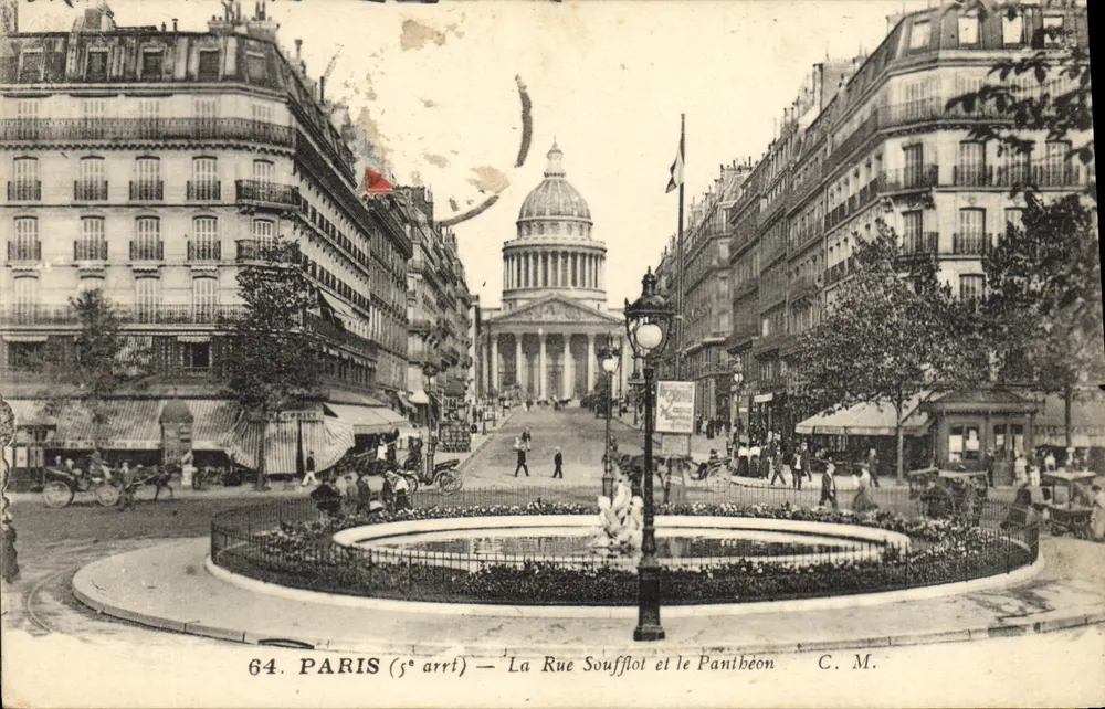 Paris (5. Arrondissement) — Ansicht der Rue Soufflot und des Panthéon — C. M. - Vorderseite