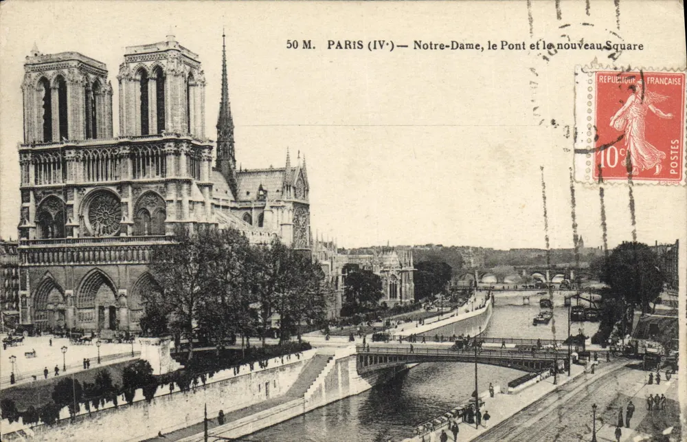 Notre-Dame, le Pont et le nouveau Square — Paris (IVe) — éditeur impr. Fleury, Paris - Recto