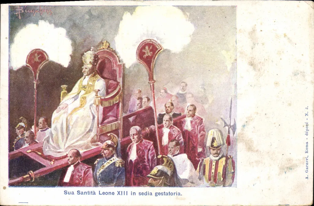 Seine Heiligkeit Papst Leo XIII auf der Sedia Gestatoria — A. Garneri, Rom - abgegeben - N. 3. - Vorderseite