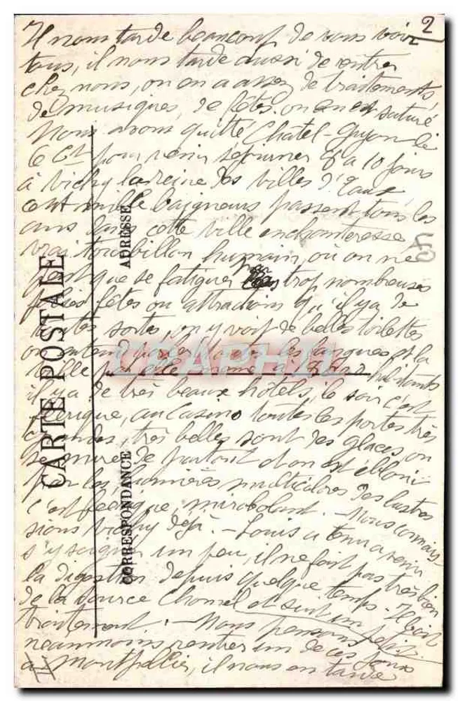Vichy — A Fonte Chomel, 43° Temperatura — Edição Chartier, Óptico - Verso