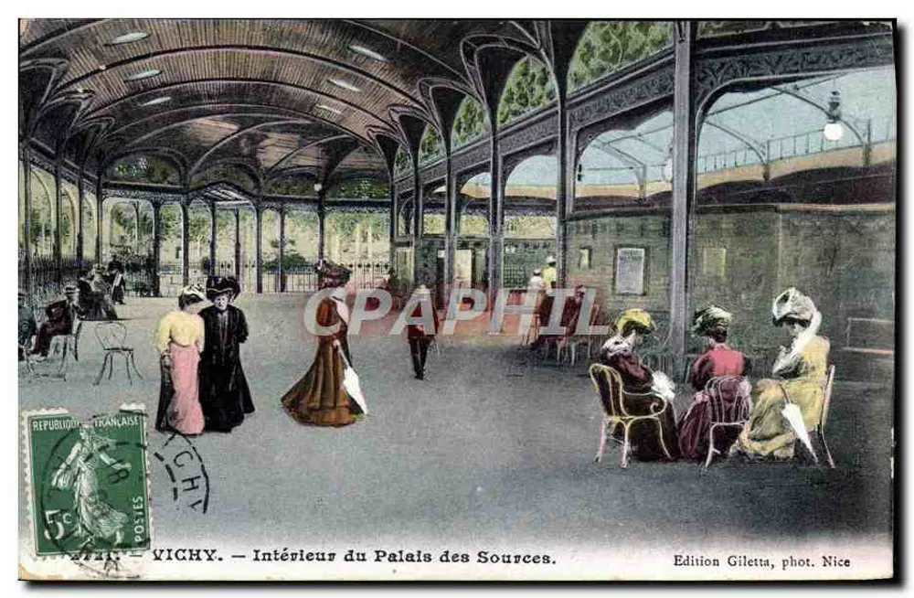 Vichy — Interior do Palácio das Fontes — Edição Giletta, fot. Nice - Frente