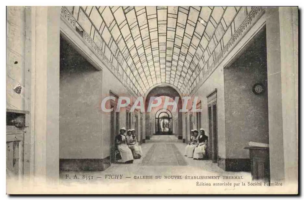 Vichy — Blick auf die Galerie des neuen Thermalbetriebs — Genehmigte Ausgabe durch die Landwirtschaftsgesellschaft - Vorderseite