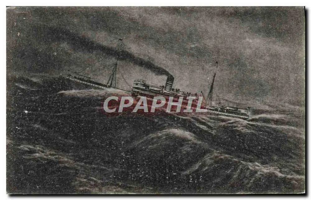 Parowóz na burzowym morzu — L'Estaque, 22 lipca 1913 — wydawca nie widoczny - Awers