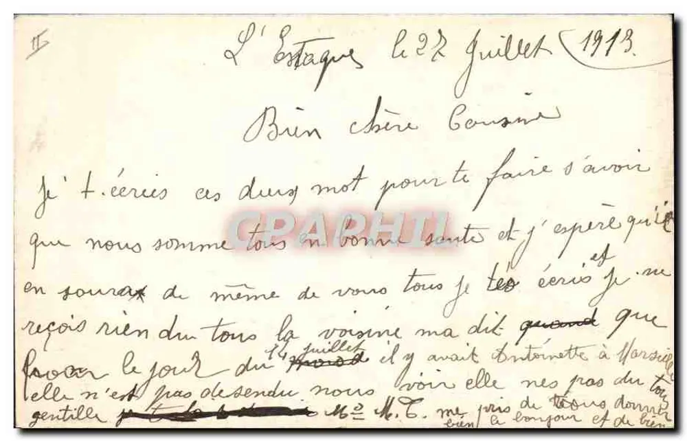 Parowóz na burzowym morzu — L'Estaque, 22 lipca 1913 — wydawca nie widoczny - Rewers