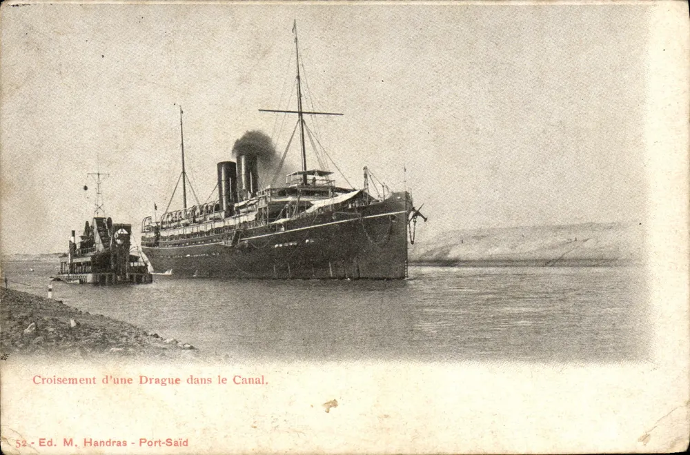 Kreuzung einer Drague im Kanal — Verlag M. Handras, Port-Saïd, n° 52 - Vorderseite