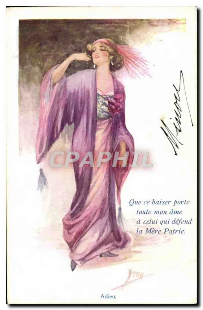 Frau in violettem Kleid — Abschied von der Mutterland — E. J. HER & CO. LTD, London, Serie 304 - Vorderseite