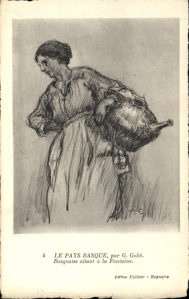 Baschese che va alla Fontana — Edizione Foltzer - Bayonne, n°4 - Recto