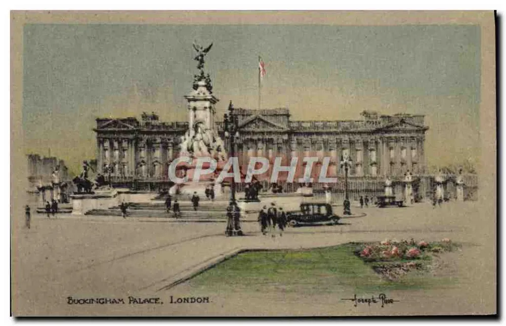 Buckingham Palace, London — Ansicht mit dem Nationaldenkmal für Königin Victoria — Verleger Joseph Pike, Serie 'National Series' - Vorderseite