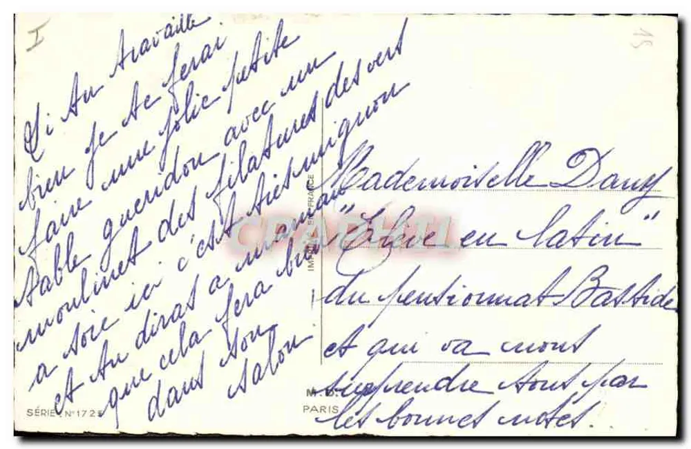 Kind auf Fass — Traubenlese-Szene — Imp. de France, Serie N°1723 - Rückseite