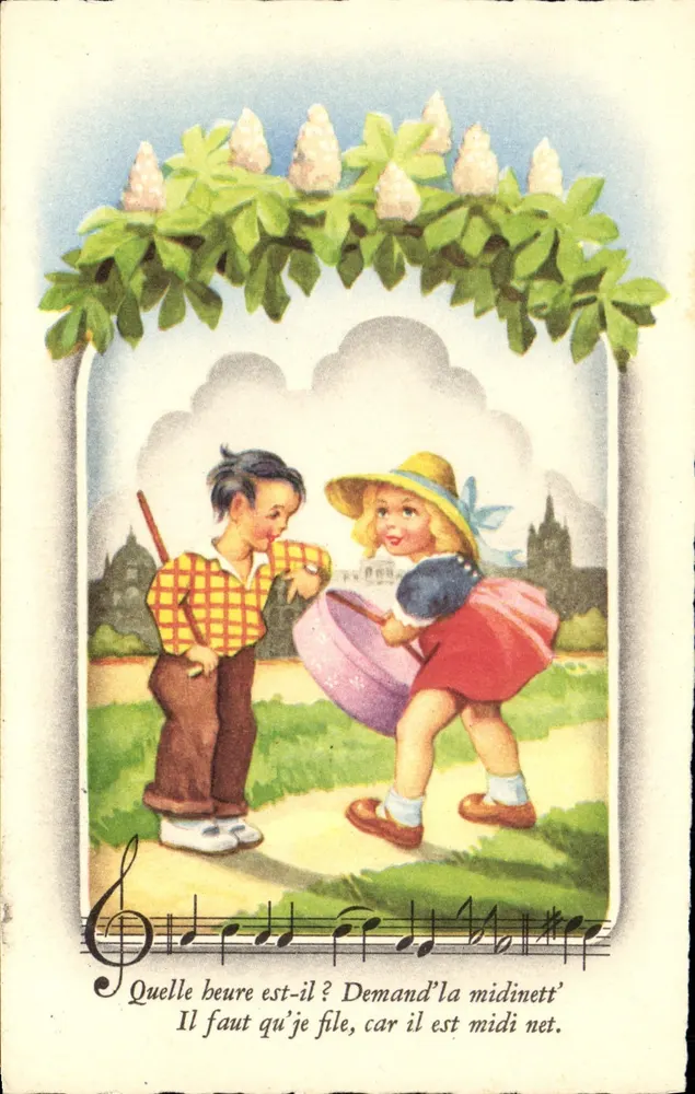 Kinder, die unter einem Kastanienbaum spielen — M.D. Paris, Serie 1725 - Vorderseite