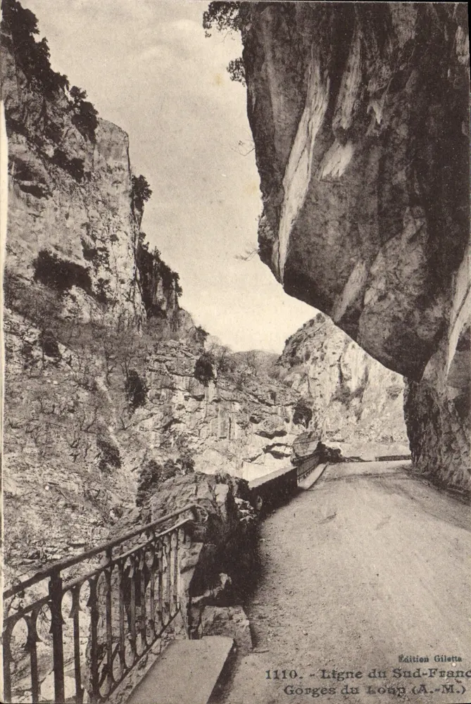 Gorges du Loap (A.-M.) — Ansicht der Schluchten mit Weg und Geländer — Edition Giletta, n° 1110 - Vorderseite