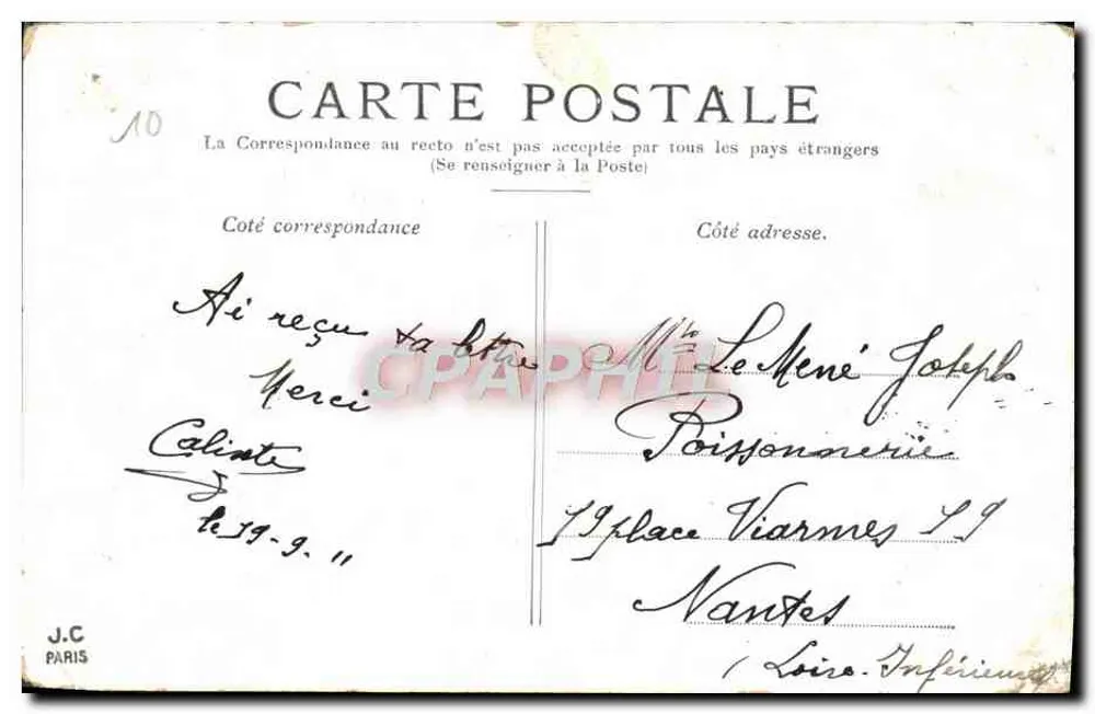 PARIS — A Coluna Vendôme — J.C. Paris - Verso