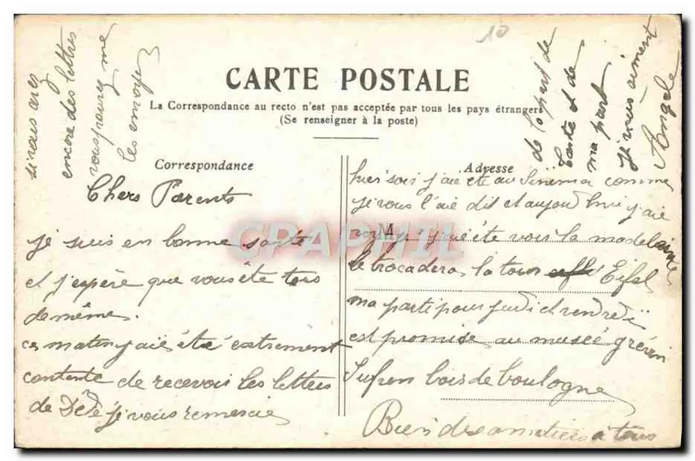 PARIS — A Praça da Concórdia. — Editor não identificado, n° de série 95 - Verso