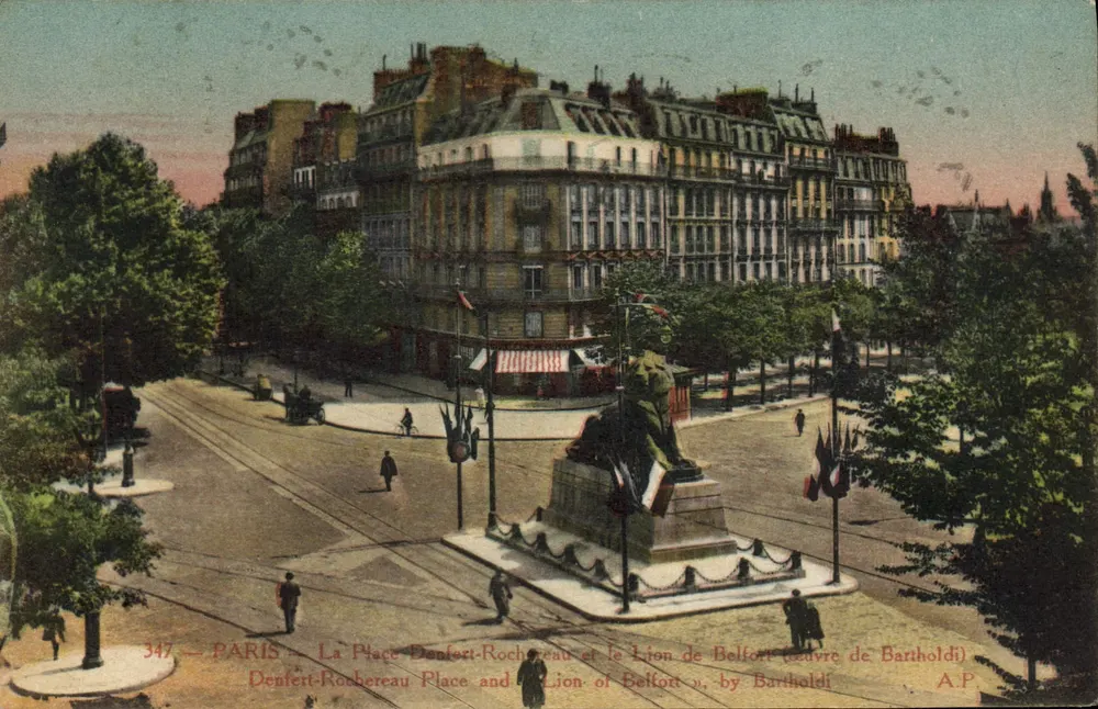 Paris — Place Denfert-Rochereau und Der Löwe von Belfort (Werk von Bartholdi) — A.P. n°347 - Vorderseite