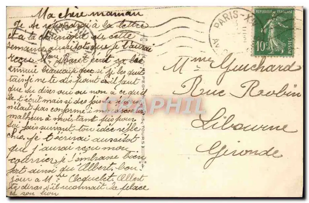 Paris — Place Denfert-Rochereau und Der Löwe von Belfort (Werk von Bartholdi) — A.P. n°347 - Rückseite