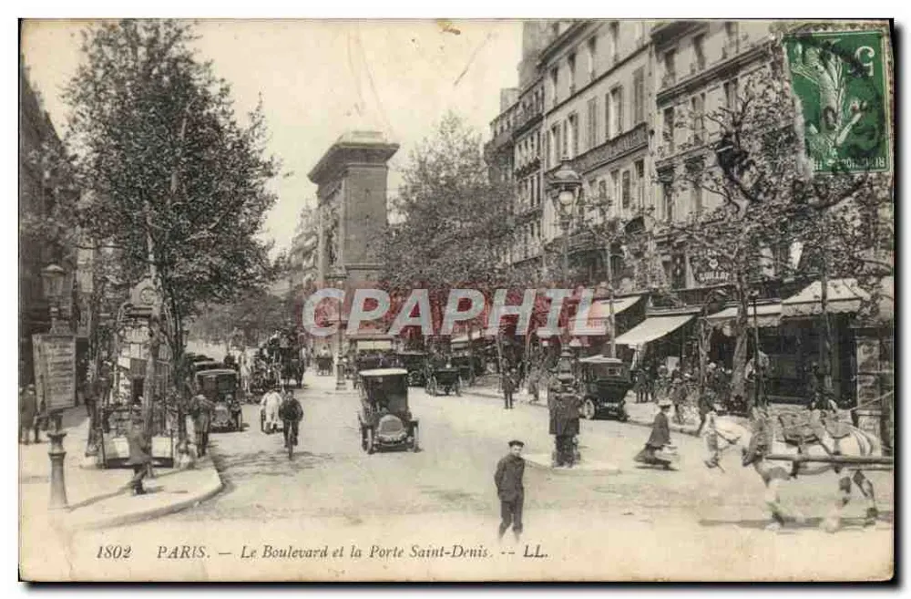 Paris — O Boulevard e a Porta Saint-Denis — LL. n° 1802 - Frente