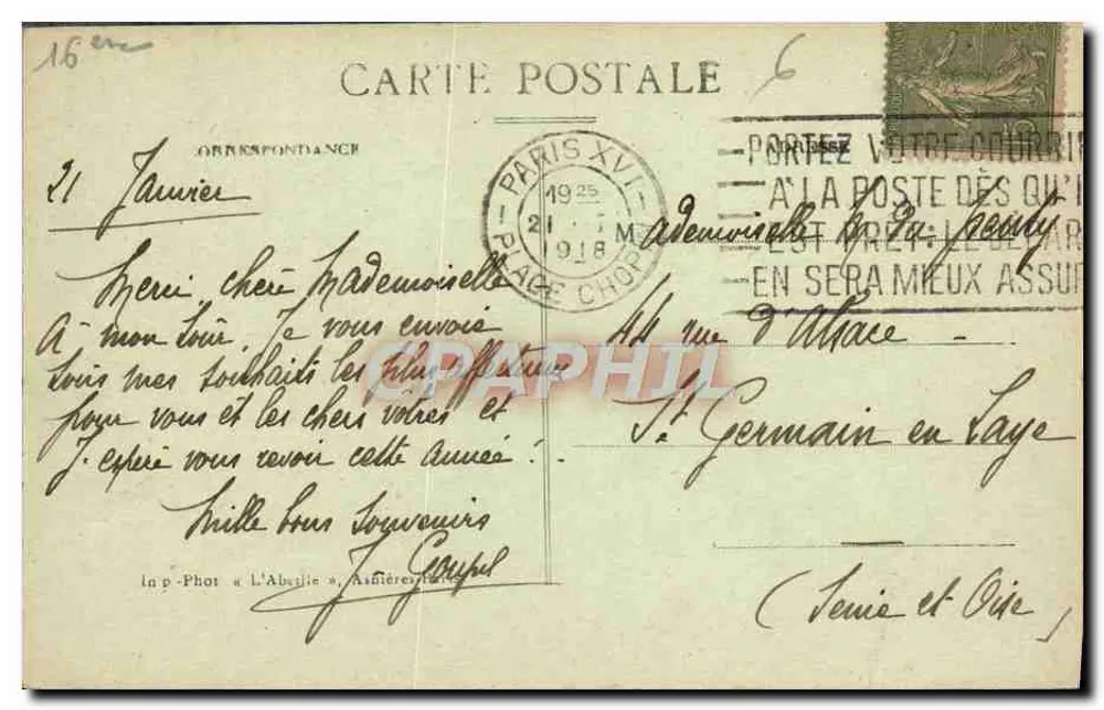 Paris — Bois de Boulogne — Bagatelle — Die Orangerie — Die Biene - Rückseite