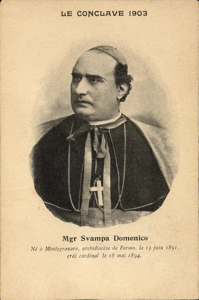 Der Konklave 1903 — Mgr Svampa Domenico, Erzbischof von Fermo — Ansichtskarte - Vorderseite