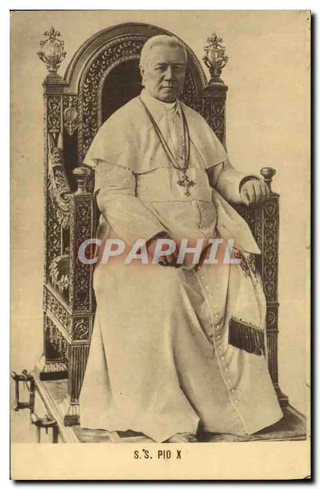 Pape Pio X — retrato sentado em trono — S.S. Pio X - Frente