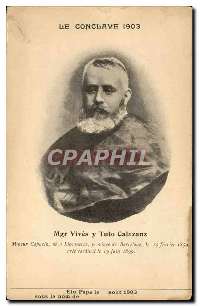 Migr Vivès y Tuto Calzanz — Portrait du cardinal élu en 1903 — Éditeur G. Boucher et Viseaux, éd. Rep. int. - Vorderseite