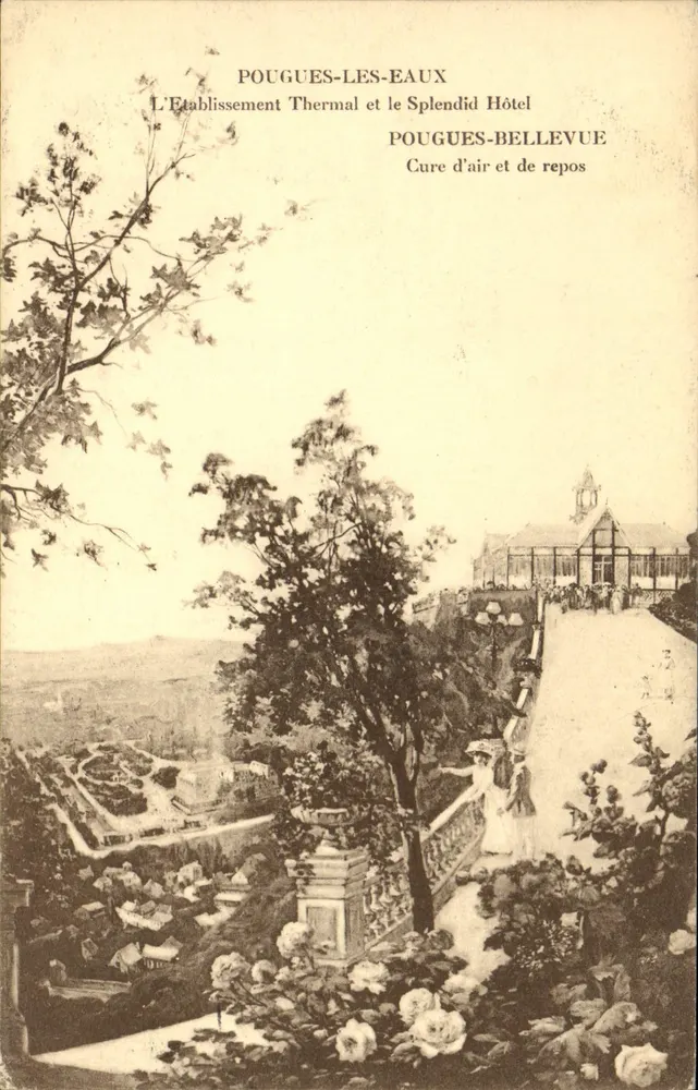 Pouguès-les-Eaux — Das Thermalbad und das Splendid Hotel — Compagnie des Eaux Minérales de Pouguès et de Carabana - Vorderseite