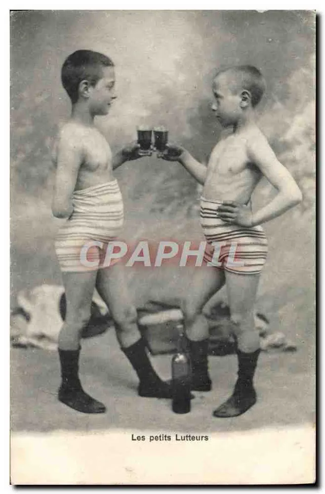 De kleine worstelaars — studiofoto — A. Breger Frères, Phototypie - Voorkant