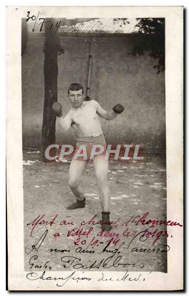 Boxer in Aktion — Champagnac-sur-Loire, Frankreich — datiert um 1914 - Vorderseite