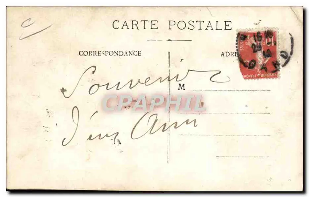 Boxer in Aktion — Champagnac-sur-Loire, Frankreich — datiert um 1914 - Rückseite