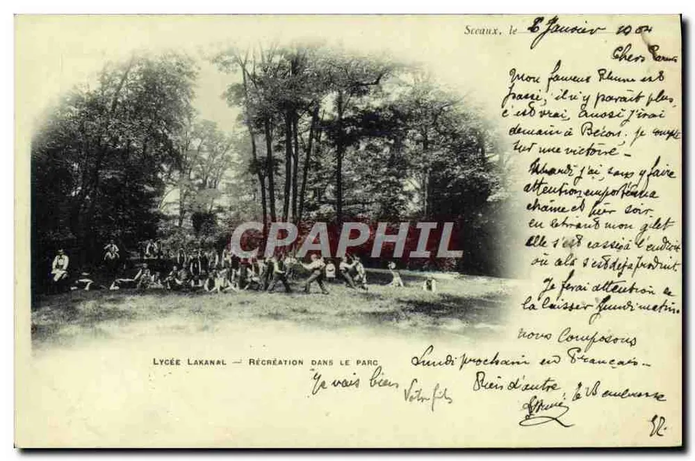Lycée Lakanaï - Recreação no parque — Sceaux, 8 de janeiro de 1904 — Fotógrafo A. Broget Frères, Sceaux - Frente