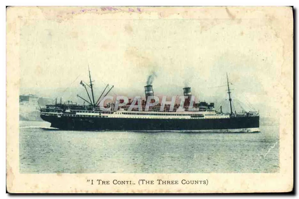 Le paquebot I Tre Conti (The Three Counts) — vue en mer — éditeur Società Nomentana - Frente