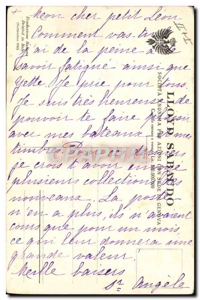Le paquebot I Tre Conti (The Three Counts) — vue en mer — éditeur Società Nomentana - Verso