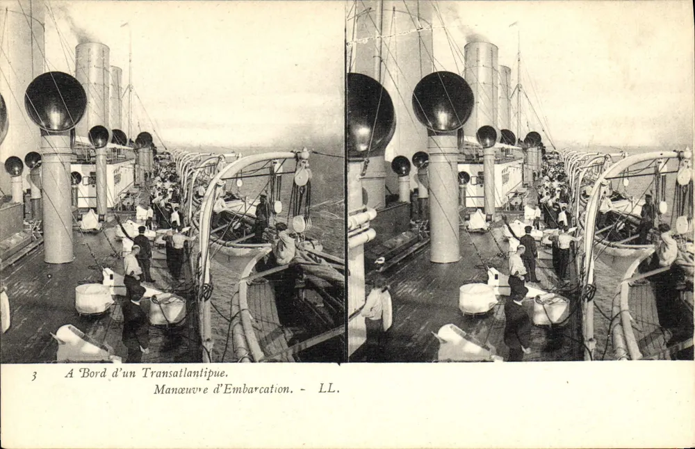 An Bord eines Transatlantikschiffs — Embarkationsmanöver — LL. - Vorderseite