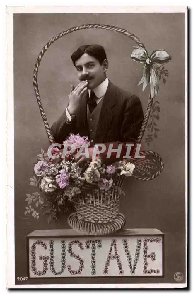 Gustave — retrato em cesta de flores — S. (editor) n° 9047 - Frente