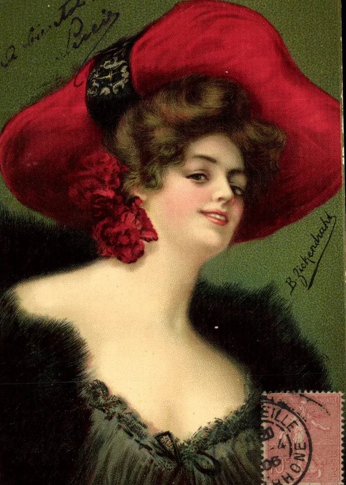 Junge Frau mit rotem Hut — B. Zickendorf — Verlag B. Zickendorf - Vorderseite
