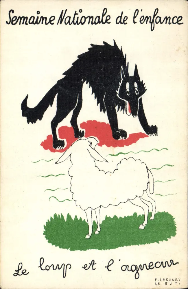 Der Wolf und das Lamm — Nationale Woche des Kindes — F. LESOURT LE BUT - Vorderseite