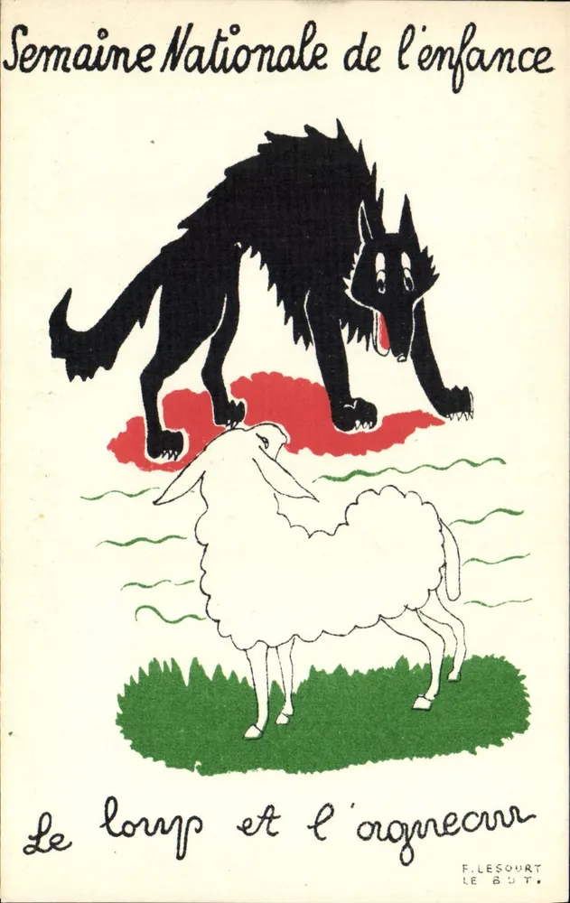 Der Wolf und das Lamm — Nationale Woche des Kindes — F. Lesourt, Le But - Vorderseite