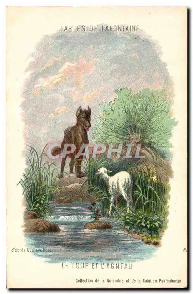 Der Wolf und das Lamm — Fabeln von La Fontaine — Sammlung der Kolarsine und der Lösung Pautauberger - Vorderseite