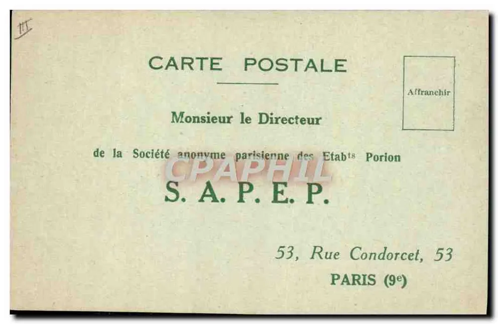 Der Steuerbeamte und der Händler — humorvolle Fabel — S.A.P.E.P. (53 Rue Condorcet, Paris 9e) - Rückseite