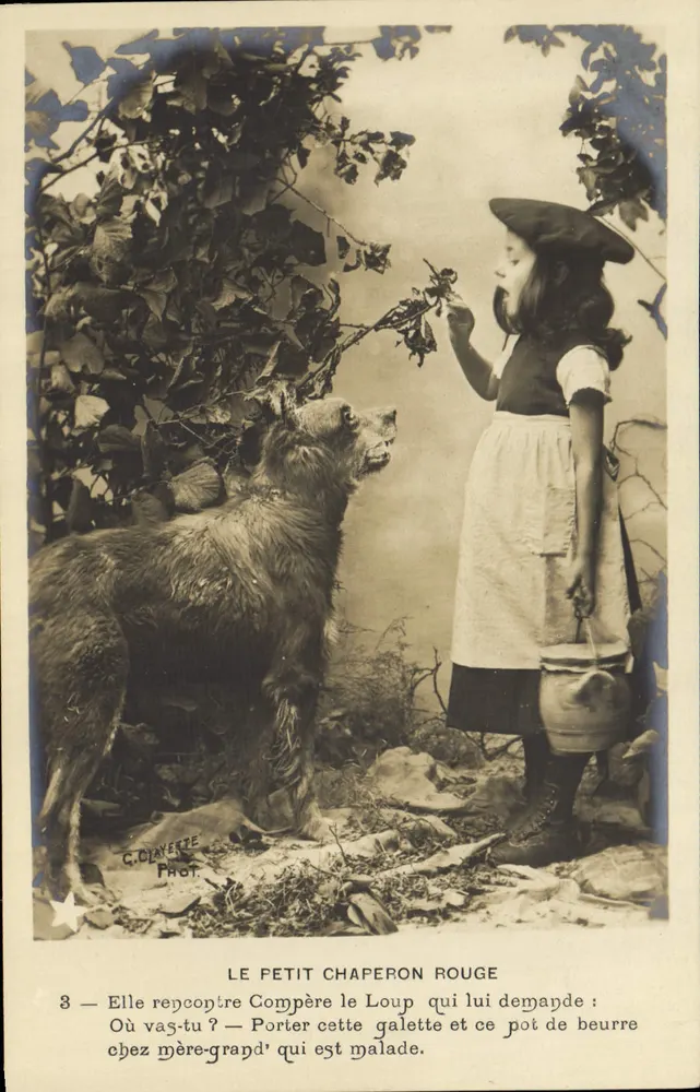 A Pequena Senhorita Vermelha — cena 3 : encontro com o lobo — G. Clavette Fot. - Frente
