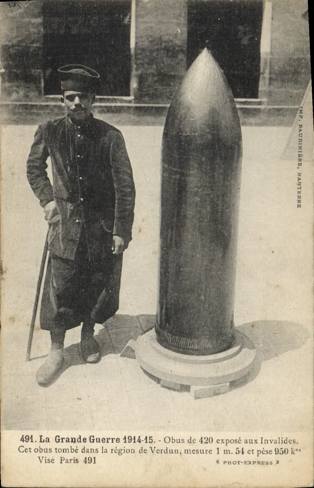 420-mm-Geschütz — Verdun 1914-15 — im Musée des Invalides ausgestellt — IMP. BAUDINIÈRE, NANTERRE - Vorderseite